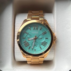 Fossil Cecile Rose Gold Turquoise Chronograph Quartz Watch